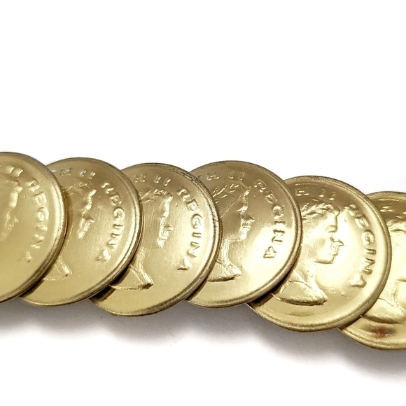 COIN VINTAGE Belt Stretch Embossed Gold Boho Medallion Retro Y2K Maximalist Glam - Picture 2 of 15